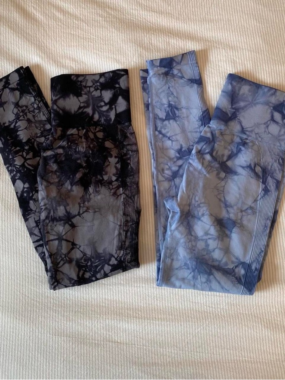 Blue and black tie dye legging bundle